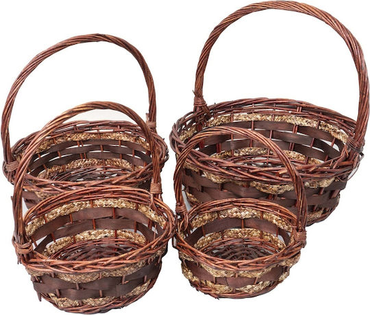 Set Coșuri Decorative Din Paie Maro 4 Bucăți