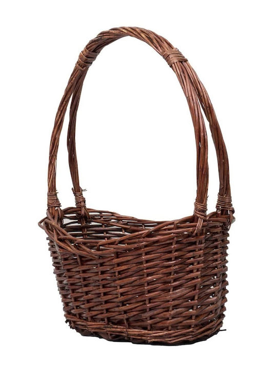 Set of Brown Wicker Decorative Baskets 3 Pieces