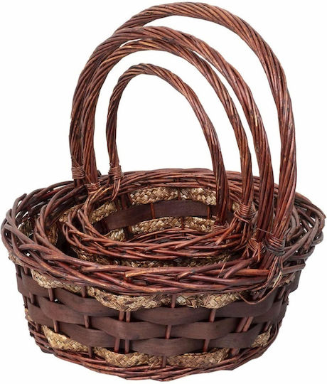 Set Coșuri Decorative Din Paie Maro 4 Bucăți