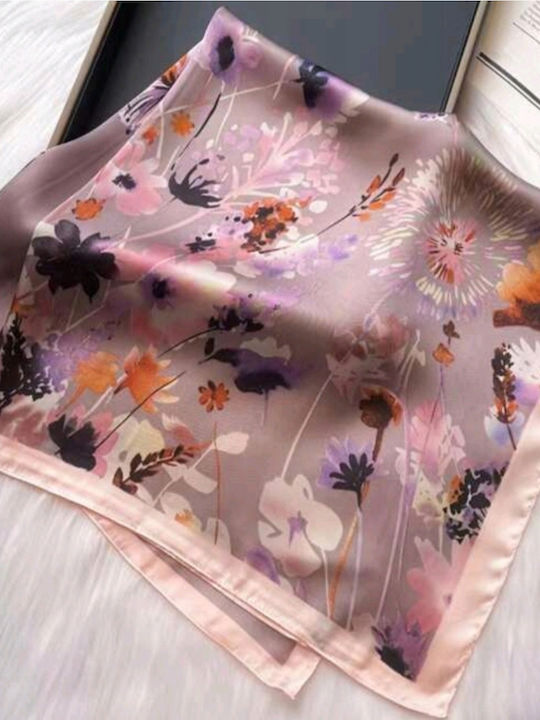 By Queen Σατέν Μαντήλι Elegant & Artistic Floral Σχέδιο