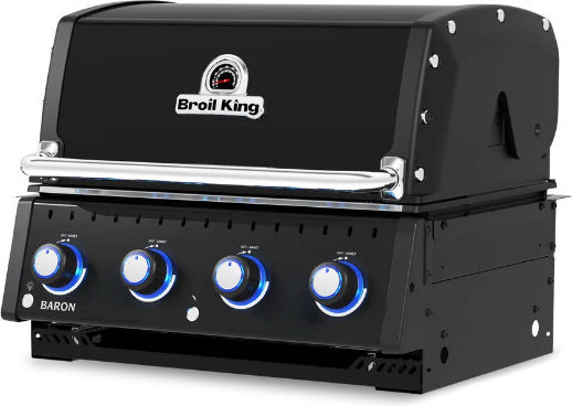 Broil King Baron 420 Shadow Gas Grill Cast Iron Grate with 4 Burners 11.4kW