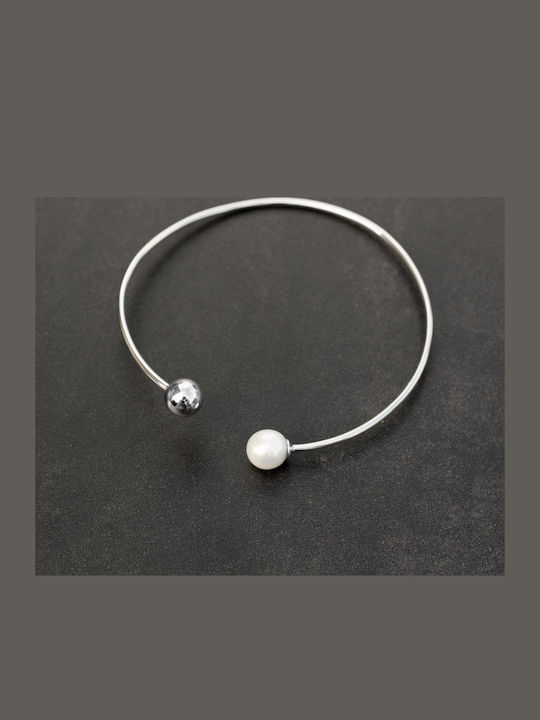 Armband Weißes Perlen Handgefertigt Silber 925 19cm