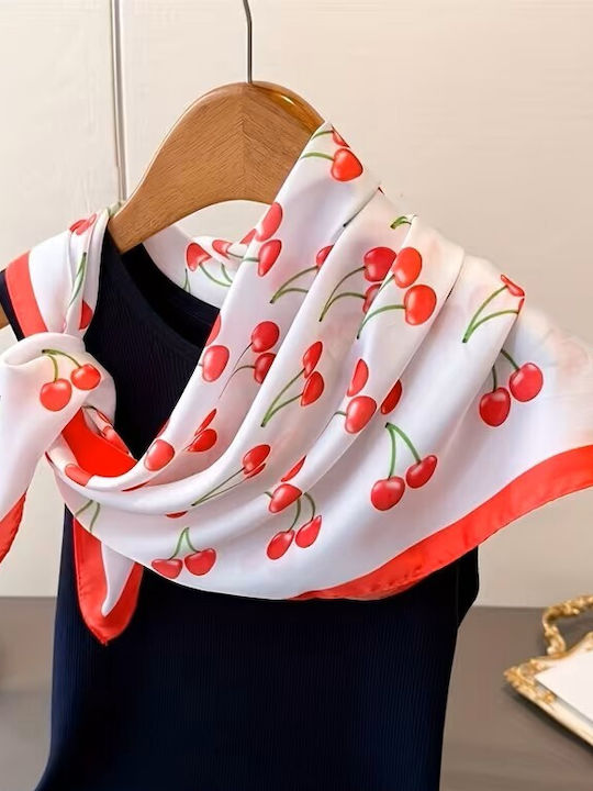 By Queen Playful & Feminine Σατέν Μαντήλι Cherry Print