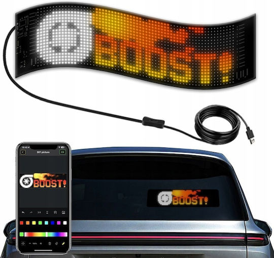 Zola Rgb Led Digital Car Screen Text Symbole Display 59 X 12 Cm App Steuerung Fernbedienung Doppelseitige Klebefläche Usb