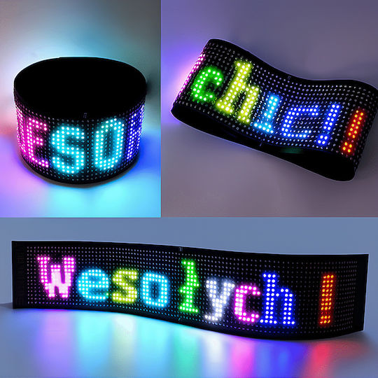Zola Rgb Led Digital Car Screen Text Symbole Display 59 X 12 Cm App Steuerung Fernbedienung Doppelseitige Klebefläche Usb