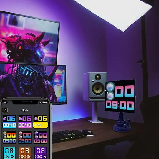 Rgb Led Дигитален Екран За Кола Текст Символ Дисплей Управление С App Захващане С Вендуза Usb 13.1 X 12.8 См