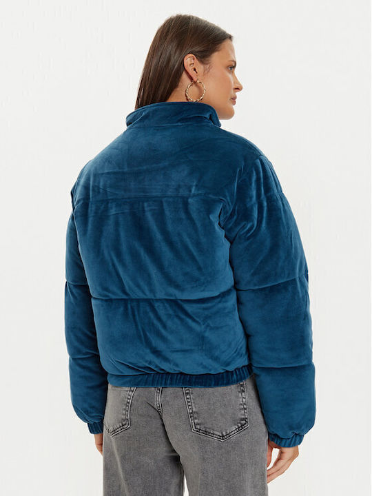 Kurzes Damen Puffer Jacke für Winter Blau