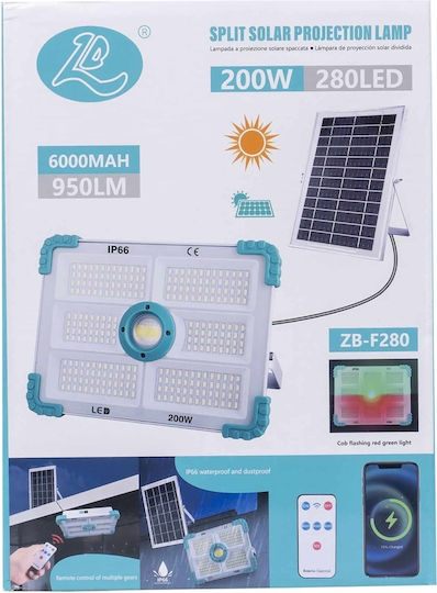 Proiector LED Solar Etanș 200W cu Telecomandă IP66