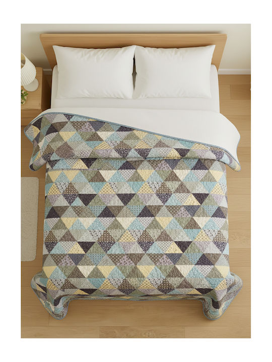 Single Coverlet Multicolour Blue 140x200cm