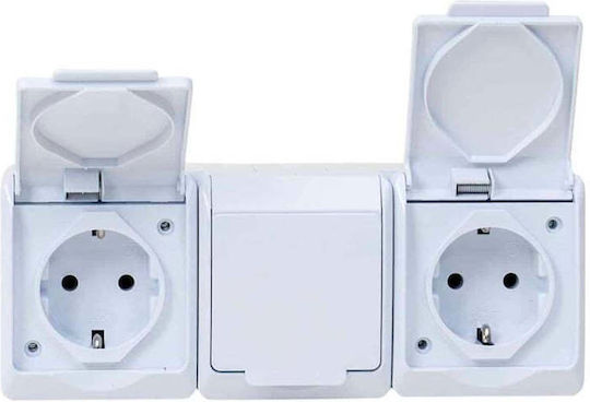 Weißer Dreifach Steckdosen Deckel Hermes 16a/250v Ip44 Elpl-0326-02