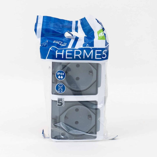 Doppelte Steckdose Mit Transparentem Deckel Hermes 16a/250v Ip44 Elpl-0325-01