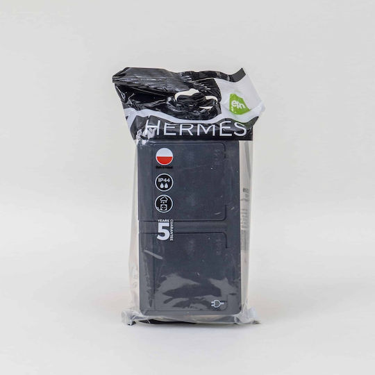 Black Double Socket Cover Hermes 16a/250v Ip44 Elpl-0325-09