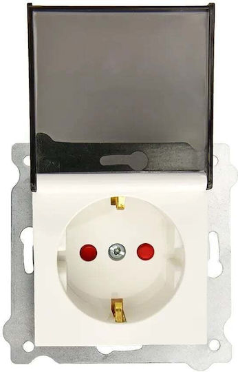 Built-in Single Socket Cover 16a 250v Schuko Exen White 290-000103-240