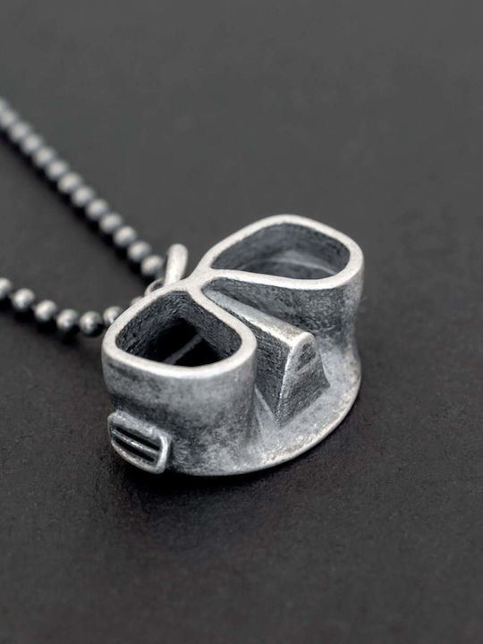 Männliches Talisman Tauchmaske Handgefertigtes Silber 925 Kordel Kunstleder 50cm