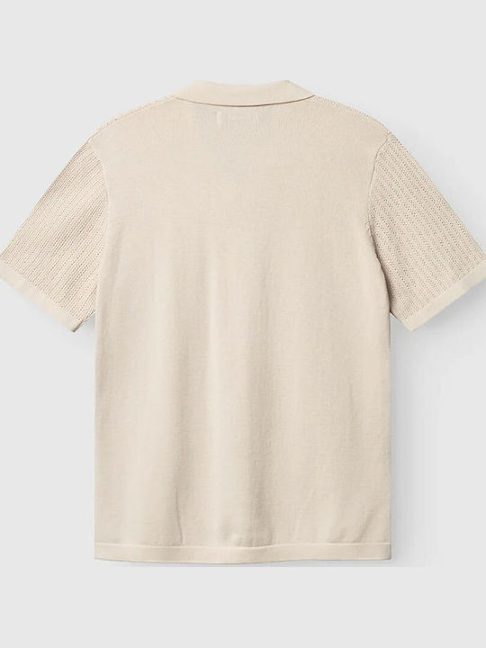 Herrenbluse Kurzarm Beige