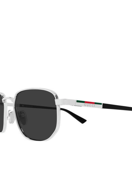 Gucci Unisex Sonnenbrillen mit Silbernem Metallrahmen und Grauen Gläsern GG2093S 001