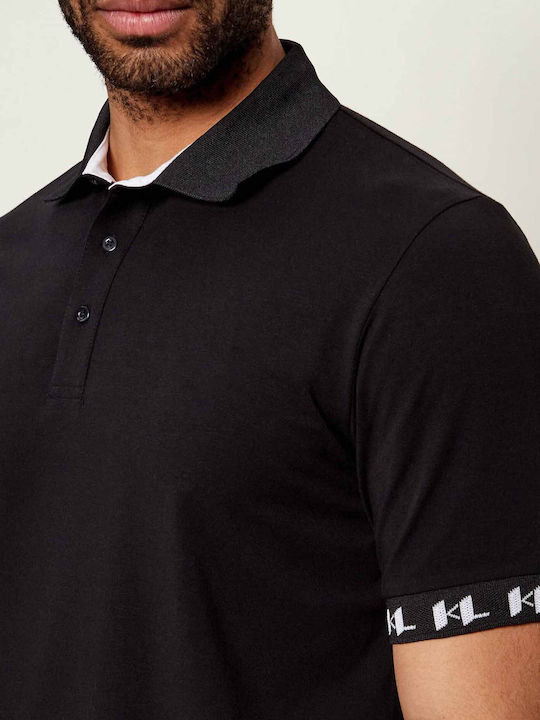 Karl Lagerfeld Polo Bluza Tricou Cu Mânecă Scurtă Neagră