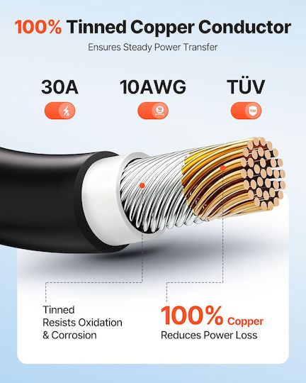 Vevor Photovoltaic Extension Cable 19.81m Black & Red 10 Awg 6 Mm² Ip67 Waterproof Tyndcbyzxsx628evn002y3