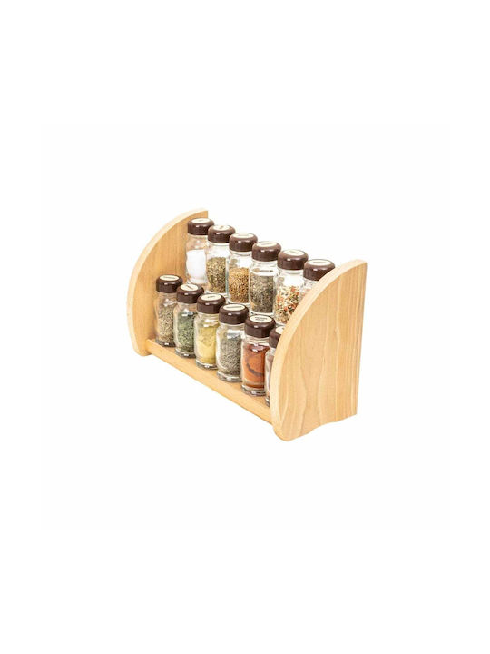 Wooden Spice Jars on Base 12 Pieces