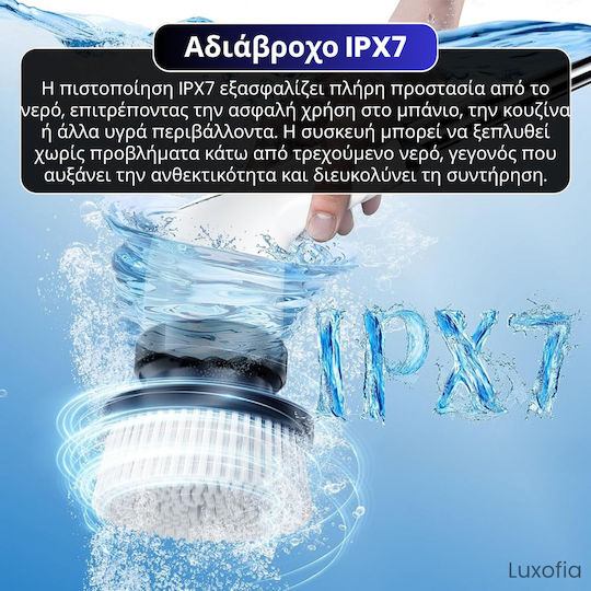 Μεταλλική Περιστρεφόμενη Βούρτσα Καθαρισμού με Λαβή Λευκή