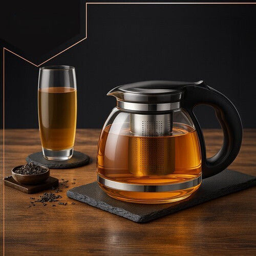 Ceainic cu Filtru din Sticlă Gri 2000ml