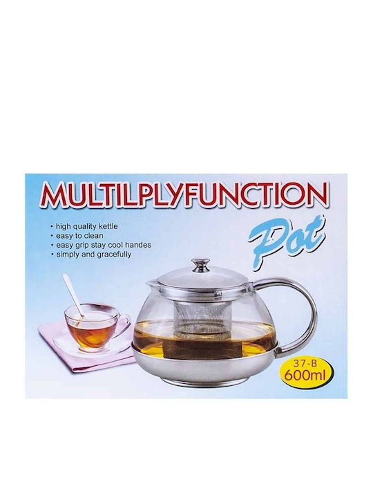 Teapot with Filter Glass Gray 600ml