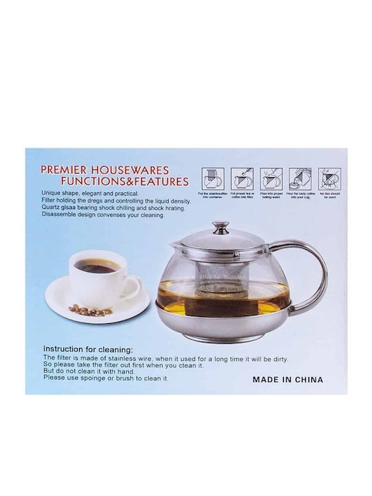 Teapot with Filter Glass Gray 600ml