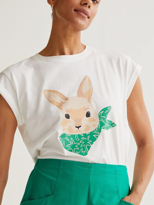Damen T-Shirt Ecru