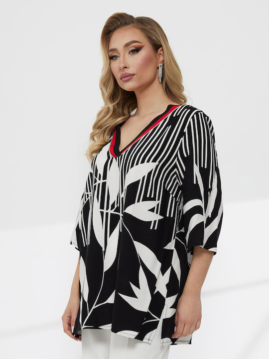 Women's Blouse with V-Neck Black