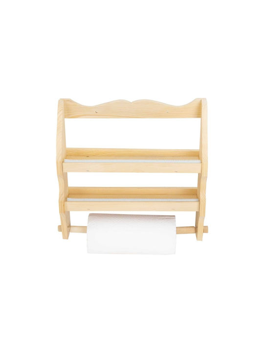 Suport Pentru Prosoape De Hârtie Montat Pe Perete Din Lemn Bej 37cm 1128