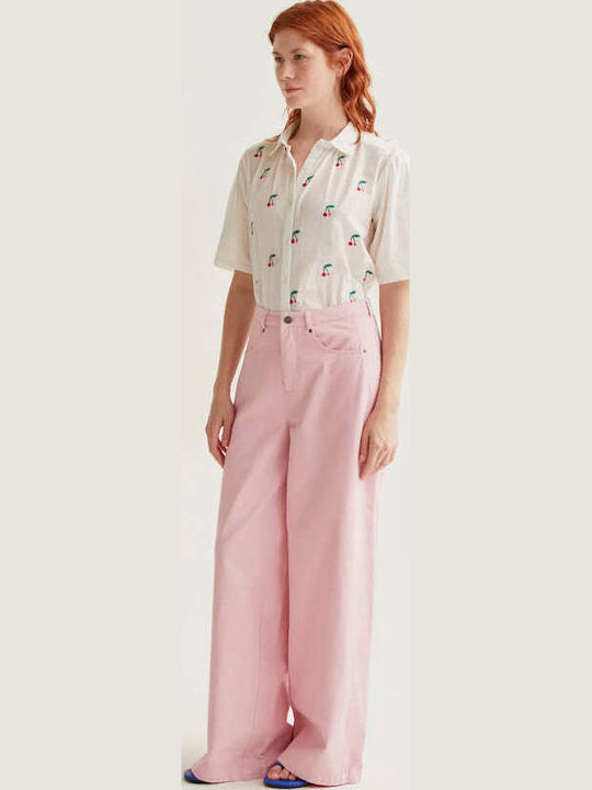 Women's Cotton Short Sleeve Blouse White