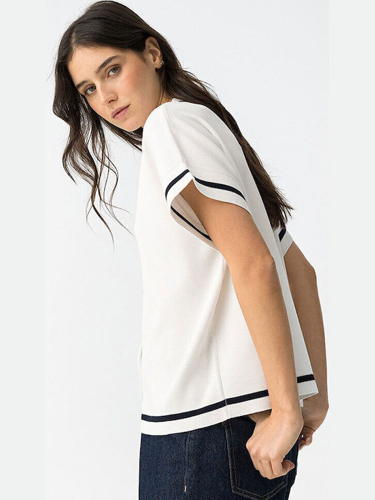 Women's Striped White Sweater
