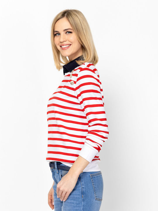Women's Striped Red Blouse