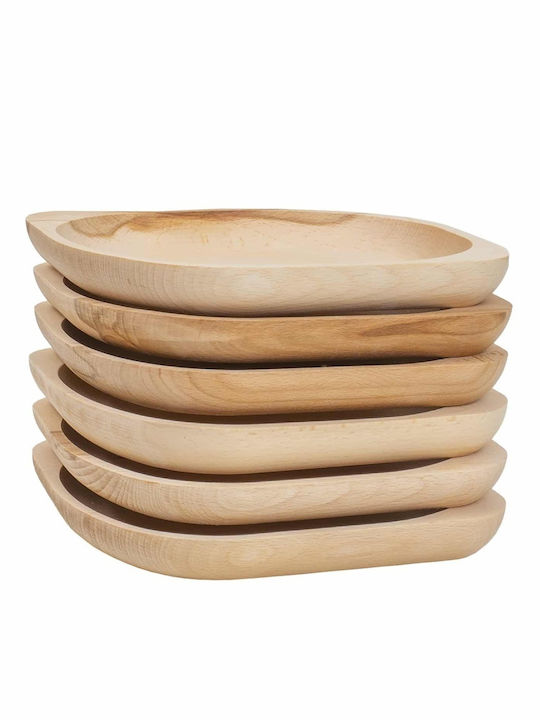 Piatelă De Servire Ovală Din Lemn Bej 23x20cm 6 Bucăți