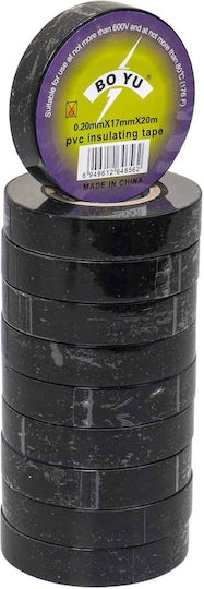 Set 10 Bucăți Bandă Izolatoare Electrică Neagră 0.2x1.7mm 20m Z-tools Zts 8267n_10