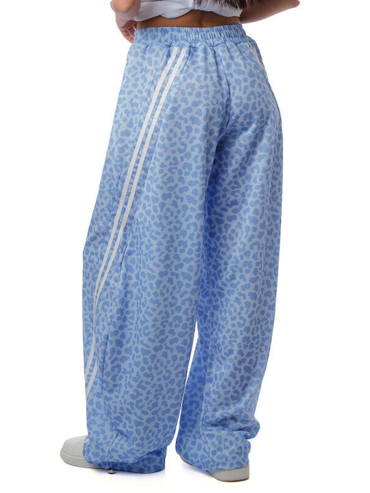 Light Blue Wide Pantaloons Animal Print Stripes