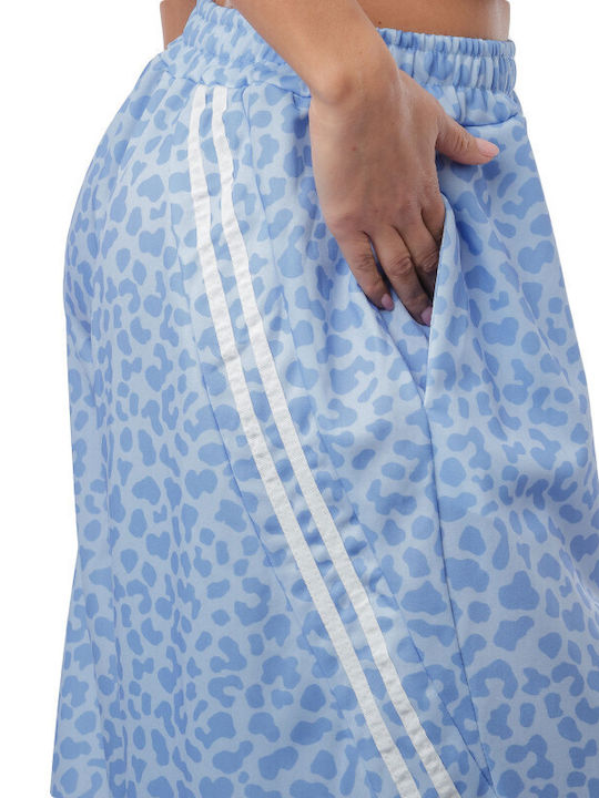 Light Blue Wide Pantaloons Animal Print Stripes