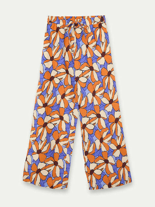 Women's High Rise Fabric Trousers with Rubber Band in Regular Fit Multicolour