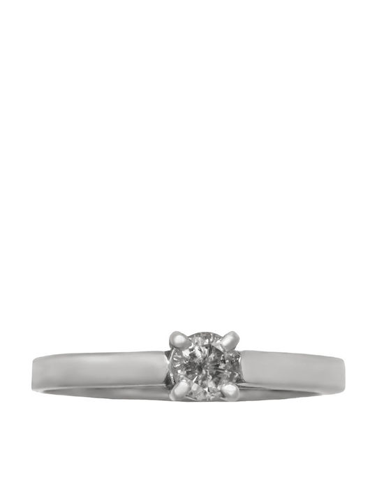Savvas Design Einzelner Steinring aus Weißgold 18K
