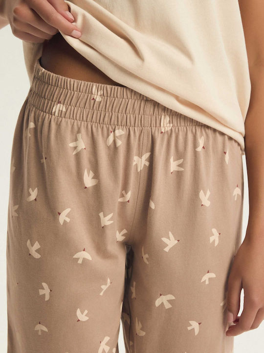 Henderson Henderson Sommer Damen-Schlafanzug Set Beige