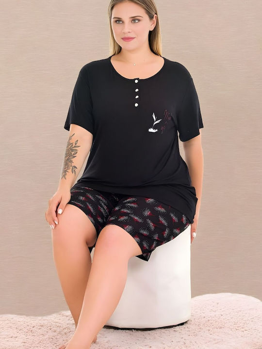 Lady Летен Дамски Комплект Пижами Черен