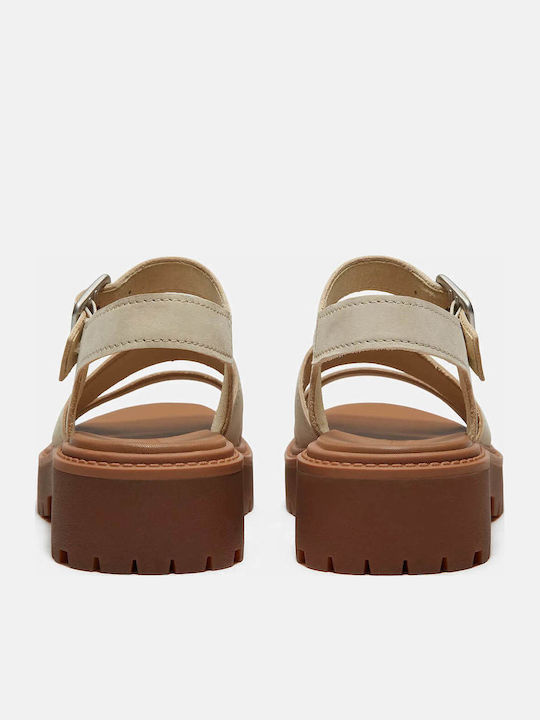Leather Women's Sandals Beige