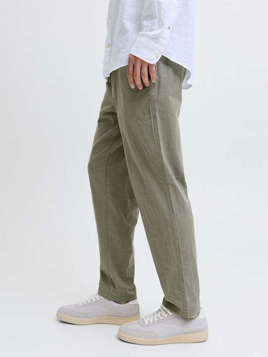 Chino Elastic Tapered Leg Trousers Agave Green