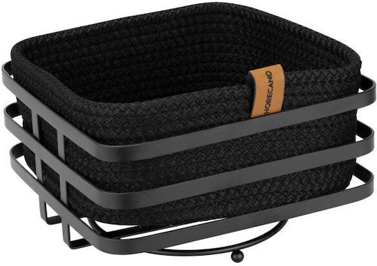 Set 6 Coșuri Pătrate Pentru Pâine Cu Suport Metalic Negru 19x19xh7cm Din Țesătură Împletită Culinaro
