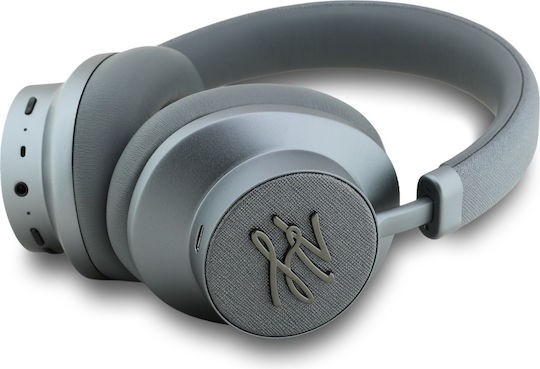 Karl Lagerfeld Grained Initials Wireless Bluetooth Over Ear Headphones with 30 Hours Playing Time Gray
