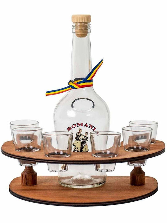 Carafă de Servire din Sticlă 25cm cu Dop și Pahare Transparentă 500ml
