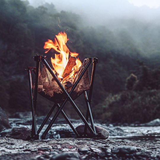 Grătar Pliabil Designnest Pliabil Pentru Foc Bbq + Foc De Tabără Negru