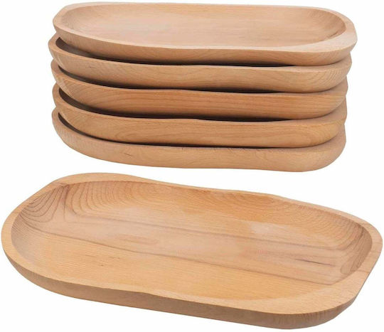 Piațelă De Servire Ovală Din Lemn Bej 30x24cm 6 Bucăți
