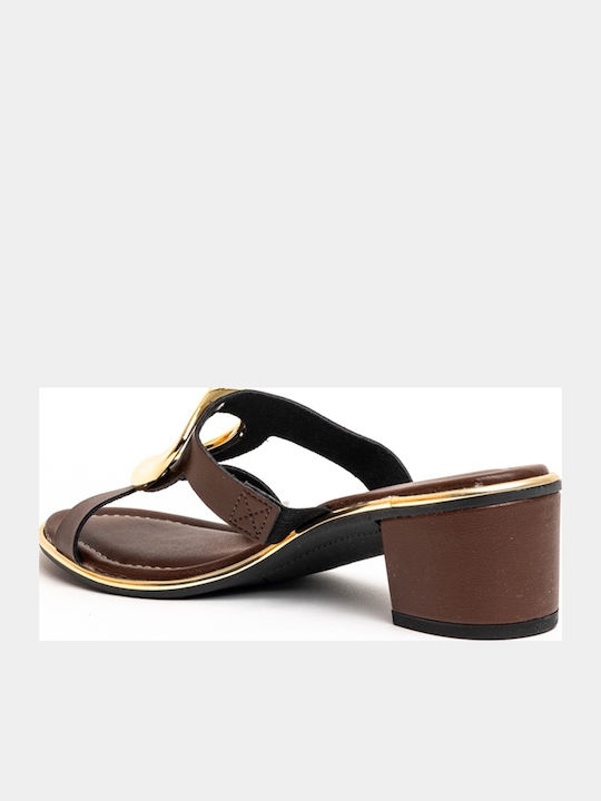 Mules With Heel In Brown Colour
