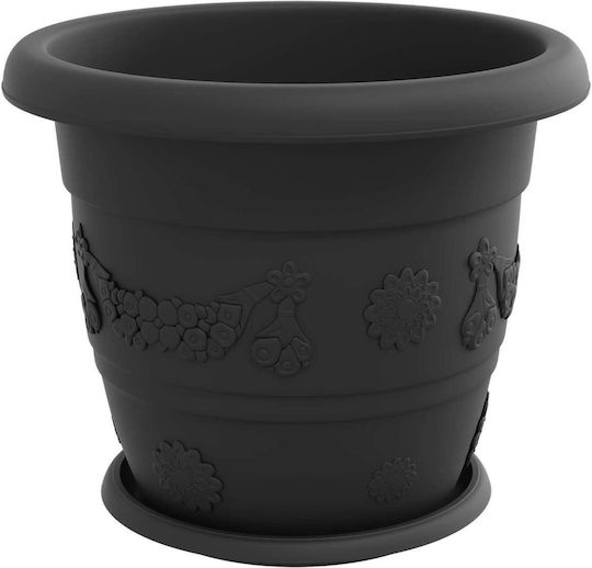 vidaXL Set of 6 Plastic Flower Pots Black 34x28cm